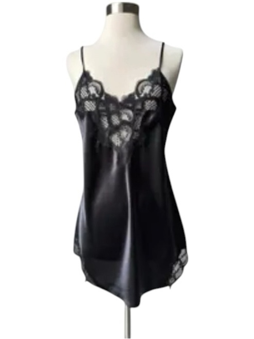 Vintage Victoria's Secret Gold label satin slip chemise lace mini nightgown